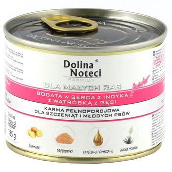 Вологий корм для собак Dolina Noteci Premium Dog серце індички та гусяча печінка для цуценят та юніорів дрібних порід 185 г