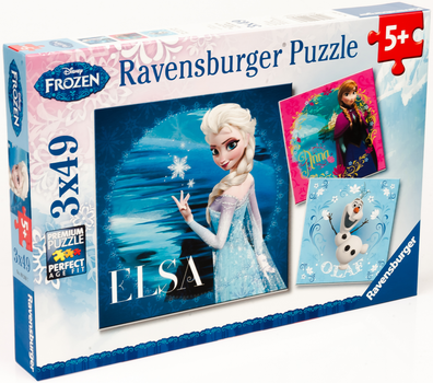 Puzzle-3x49 Ravensburger Disney Elsa, Anna i Olaf (09269)