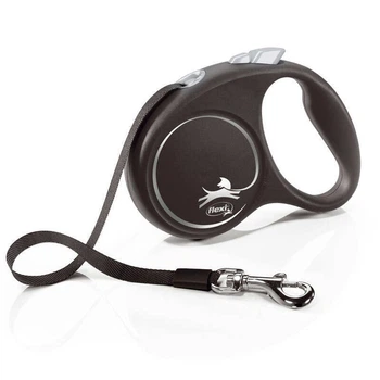 Поводок-рулетка для собак мелких и средних пород, лента (5 м, до 15 кг) Flexi Black Design S S (4000498033906)
