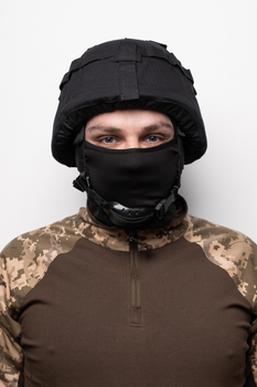 Кавер на каску МИЧ с креплением для очков шлем маскировочный чехол на каску Mich армейская Чорний