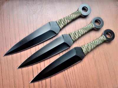 Ножі метальні чорні+камуфляж із чохлом набір (3 в 1)