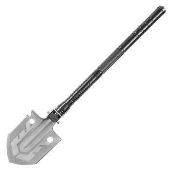 Складная саперная туристическая лопата Badger Outdoor BO-MFSH7-SLV тактическая металлическая с ножом пилой и мультитулом + чехол