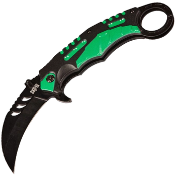 Нож складной керамбит Skif Plus Cockatoo (длина: 200мм, лезвие: 82мм, черное), зеленый