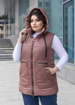 Женский теплый жилет удлиненный в стиле оверсайз больших размеров MODA 100023 50 Мокко (М- 100023 /1 B )