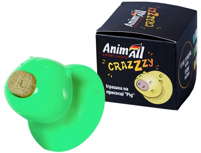 Іграшка на присосці для кота AnimAll CrazZzy 7512 Pig 7.2х8х8 см Зелена (172865)