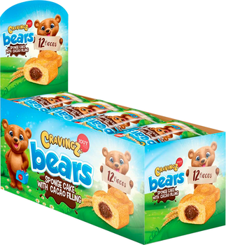 Упаковка бисквитов JOUY & CO Cravingz Bears Chocolate Filling с шоколадным кремом 40 г х 12 шт (8720618181732)