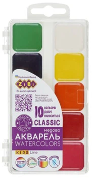 Краски акварельные ZiBi Медовые 10 цветов Classic без кисточки (ZB.6583)