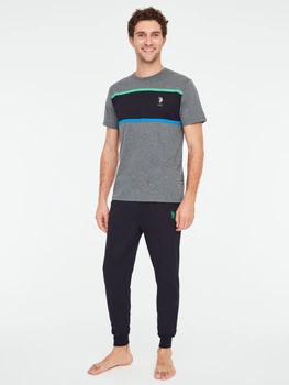 Пижама (футболка + штаны) мужская хлопковая U.S. Polo Assn 18684 XL Темно-синий/Серый (8680557403121)