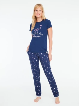 Пижама (футболка + штаны) женская хлопковая U.S. Polo Assn 16884 M Navy (8680557398274)