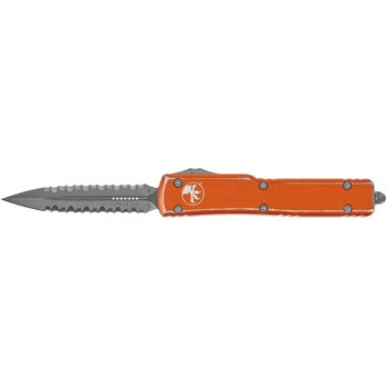 Нож Microtech UTX-70 Double Edge Apocalyptic DFS Serrator Distressed Orange (147-D12DOR)