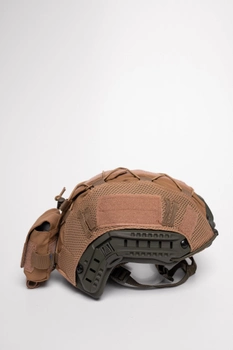 Комплект кавер (чехол) для шлема Fast и подсумок карман (противовес) для аксессуаров на кавер, Койот