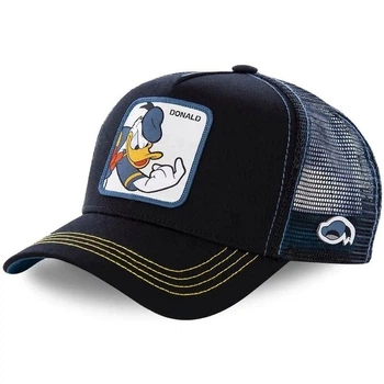 Кепка Тракер логотип Donald Duck (Дональд Дак, Дисней, Disney) с сеточкой Черный, Унисекс WUKE One size