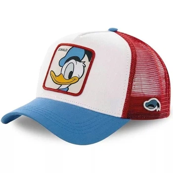 Кепка Тракер логотип Donald Duck (Дональд Дак, Дисней, Disney) с сеточкой Белый, Унисекс WUKE One size