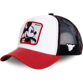 Кепка Тракер логотип Mickey Mouse (Микки Маус, мультики Disney) с сеточкой Красный, Унисекс WUKE One size