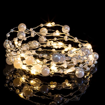 Гірлянда на батарейках з таймером Kaktus Перли теплий білий 20 Led 2м