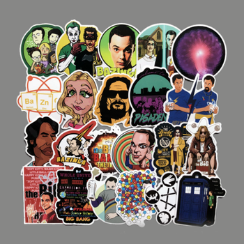 Набор наклейок Теория Большого взрыва The Big Bang Theory 50 шт. ⬩ наклейки для ноутбука, телефона и блокнота