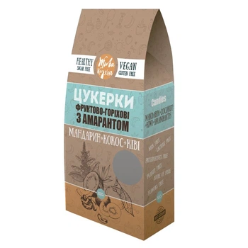 Цукерки фруктово-горіхове з амарантом (асорті) Мандарин-кокос-ківі Жива кухня 100г