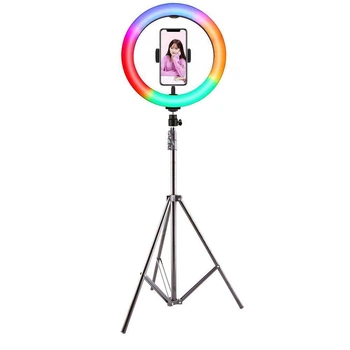 Кольцевая лампа RGB LED MJ 33, 30 см с держателем для телефона и штативом