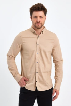 Сорочка джинсова однотонна Trend Collection 18306-2 пісочний (A.BEJ) S