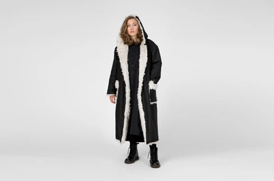 Шуба Devohome з конопляного хутра чорна довга (one size S-L)