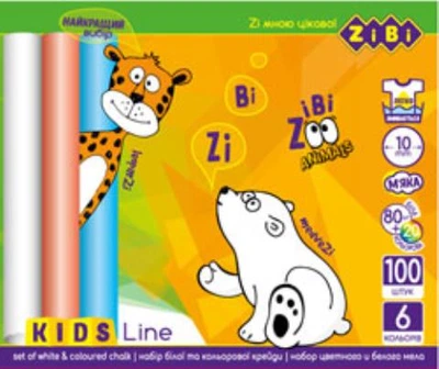 Крейда кольорова Zibi Kids Line кругла 80 білих + 20 кольорових (ZB.6718-99)