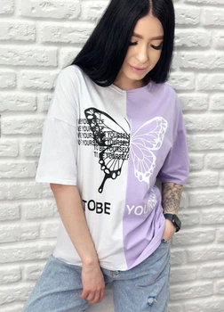Двухцветная футболка "Butterfly", лавандовый 42-44