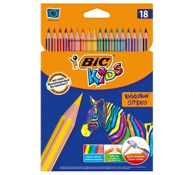 Карандаши цветные BIC Kids Evolution Stripe 18 цветов 950524