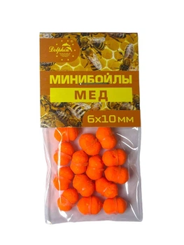 Мини бойлы DOLPHIN тонущие вкус МЕД (6*10мм-14шт/упак) -10упак.