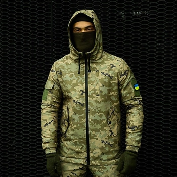 Куртка тактическая мужская с флисом Softshell Terra Hot зеленый пиксель S