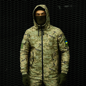 Куртка тактическая мужская с флисом Softshell Terra Hot зеленый пиксель XXL