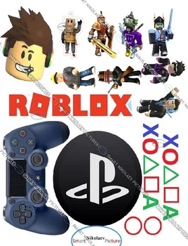Сахарна їстівна картинка роблокс, приставка, джостик, ROBLOX вис.5см, Ø10см для дітей на торт (SNP - 00899)