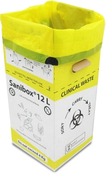 Контейнер-пакет Sanibox для збору та утилізації медичних відходів 12 л 10 штук (PF200585)