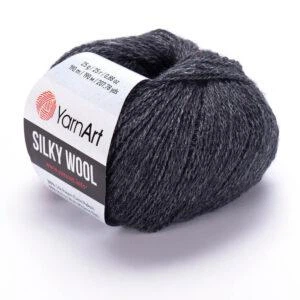 Турецкая зимняя пряжа для вязания YarnArt Silky Wool (силки вул) шерсть с шелком 335 черный
