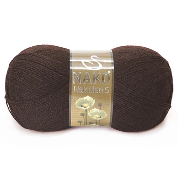 Турецкая пряжа для вязания Nako Nakolen 5 (наколен 5) полушерсть 5195 коричневый