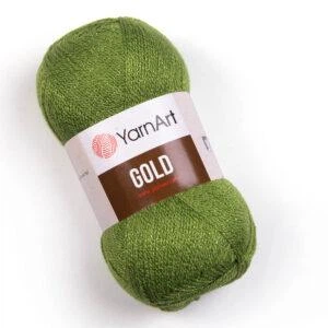 Турецкая пряжа для вязания YarnArt Gold (голд) акрил с рюликсом 9046 зеленый