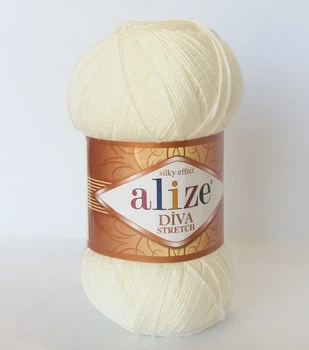 Пряжа для ручного вязания Alize DİVA STRETCH -(Alize дива стрейч) 62 молочный