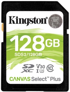 Kingston SDXC 128GB Canvas Select Plus Class 10 UHS-I U3 V30 (SDS2/128GB)