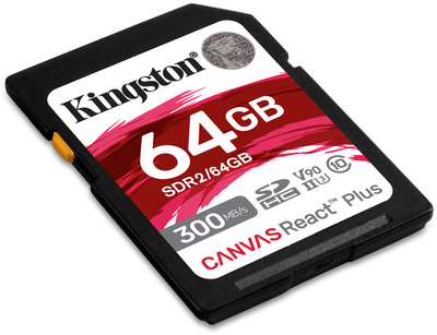 Kingston SDXC 64GB Canvas React Plus Class 10 UHS-II U3 V90 (SDR2/64GB)