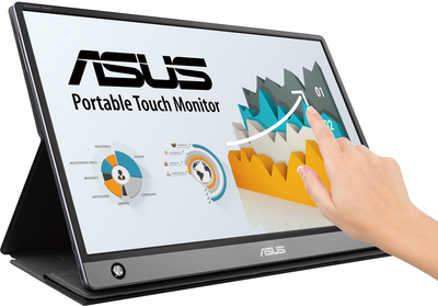 Monitor 15.6" Asus ZenScreen Touch MB16AMT (90LM04S0-B01170) IPS dotykowy / USB-C / micro-HDMI / Wbudowany akumulator zapewniający 4 godziny pracy