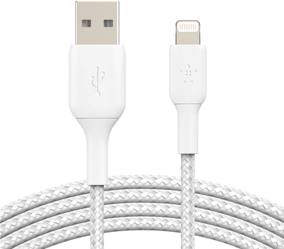 Kabel Belkin USB-A - Lightning Braided 0.15 m Biały (CAA002BT0MWH)