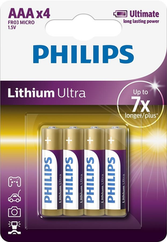 Bateria Philips Lithium Ultra AAA BLI 4 (FR03LB4A/10)