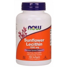 Натуральная добавка подсолнечный лецитин NOW Sunflower Lecithin 1200 mg 100 капсул