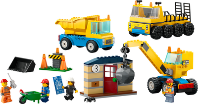 Zestaw klocków LEGO City Ciężarówki i dźwig z kulą wyburzeniową 235 elementów (60391)