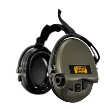 Активні навушники для стрільби MSA Sordin Supreme Pro-X Green із заднім тримачем