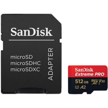 Карта пам`ятi MicroSDXC 512GB UHS-I U3 R200/W140MB/s SanDisk Extreme Pro V30 + SD-адаптер (SDSQXCD-512G-GN6MA)