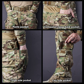 Тактичні топові штани IDOGEAR G3 V2 Combat Suit & Pants IG-PA3205 з наколінниками Multicam размер Л