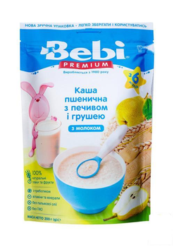 Каша Bebi PREMIUM молочна Пшенична з печивом та грушею 1х200 г (88134)