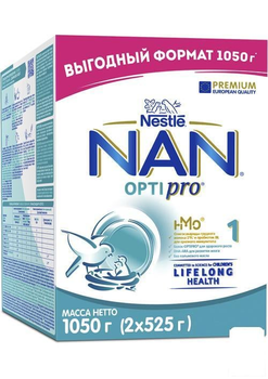 Детская смесь начальная молочная сухая Nestle NAN 1 OPTIPRO с олигосахаридом грудного молока 2'FL для детей с рождения, 1050 г (90615)