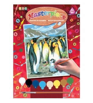 Дитяча картина за номерами Sequin Art SA0033 Пінгвіни PAINTING BY NUMBERS JUNIOR