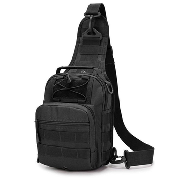 Универсальная сумка тактическая нагрудная, военная сумка из плотной тактической ткани через плечо Черная
